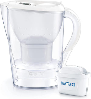 Marella fridge water filter jug for reduction of chlorine, limescale and impurities, Includes 1 x MAXTRA+ filter cartridges, 2.4 L -White