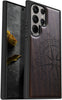 Wood Case for Galaxy S24 Ultra Case 2024 [Natural Wood & Black Soft TPU] Shockproof Protective Cover Unique Wooden Case Compatible with Samsung S24 Ultra (Incomplete Compass-Blackwood)