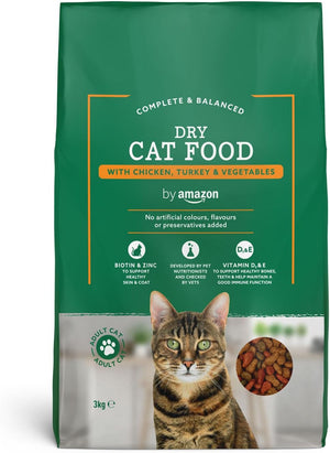 - Complete Dry Cat Food with Chicken, Turkey and Vegetables, 1 pack of 3kg