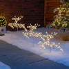 Reindeer Christmas Lights, Flashing Micro LED Pathway Stake Decorations, Battery Powered with Timer, Indoor Outdoor, Set of 3 x 52cm (including ground stakes)