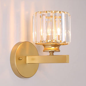 Modern Crystal Wall Light Sconce, E27 Gold Crystal Wall Lamp, Wall Lighting Fixtures for Bedside Bedroom Living Room Corridor Dining Room Hallway (Gold Round)