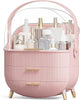 Makeup Storage Organiser with Clear Lid, Skincare Organiser Drawers Beauty Holder Cosmetic Organisers for Bathroom, DressingTable Organiser Dustproof Waterproof, Pink