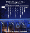 Icicle Outdoor Christmas Lights,10M/33FT 270 LED Icicle Lights with 45 Icicles,Blue White Fairy Twinkle Lights - IP44 Waterproof/Remote/8 Modes/Memory/Timer for Outside Eaves Xmas Roof Decorations