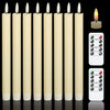 Flameless Flickering Taper Candles with 2 Remote Controls and Timer, Real Wax 3D Wick Light Window Candles Battery Operated Pack of 8, Christmas Home Wedding Decor (Ivory, 0.78 X 9.64 Inch)