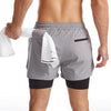 Men Running Shorts Men's Shorts Workout with Phone Pocket 2 in 1 Gym Training Shorts Lightweight Quick Drying