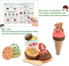 Ice Cream Toys for Kids, Wooden Ice Cream Coffee and Frozen Treat 3-in-1 Counter Playset,25 PCS Toddler Pretend Play Kitchen Food Accessories,Christmas Birthday Gift for 3+ Kids Girls &Boys