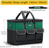 Tool Bag, 19-inch Wide Mouth Tool Organisers, 600 Denier with 6 Interior 8 Exterior Pockets Large Tool Bag for Home DIY & Equipment Storage, Green and Black (19 inch)