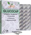 Glucocap Complex Probiotics and Prebiotics Complex - 10 Billion CFU - 20 Live Bacterial Cultures - 28 Probiotic Complex Capsules for Female & Male - Lactobacillus Plantarum 28 days Supply.