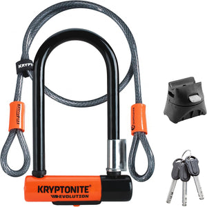 Evolution Mini-7 Bicycle U-Lock w/ 4’ KryptoFlex™ Double Loop Cable