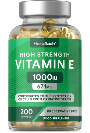 Vitamin E Capsules 1000iu | 200 Count | High Strength Vitamin E as DL-Alpha Tocopheryl Acetate | No Artificial Preservatives | by