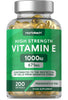 Vitamin E Capsules 1000iu | 200 Count | High Strength Vitamin E as DL-Alpha Tocopheryl Acetate | No Artificial Preservatives | by