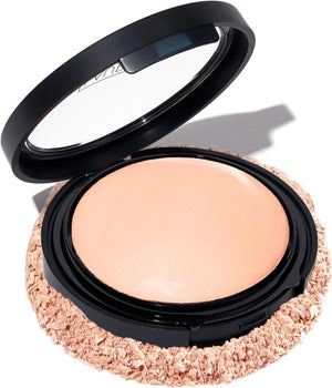 LAURA GELLER NEW YORK Baked Double Take Powder Foundation - Porcelain - Buildable Medium to Full Coverage - Matte Finish