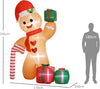 8FT Christmas Inflatable Gingerbread Man with Candy Cane and Three Gift Bags, Christmas Blow Up Outdoor LED Display for Garden Party