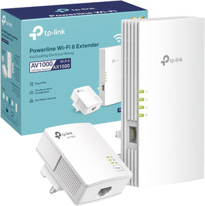 TL-WPA7817 KIT, AV1000 Powerline WiFi Extender, AX1500 Wi-Fi 6 Kit, 1000 Mbps Speeds and 300 Meters Range, Plug and Play, EasyMesh, Gigabit Ethernet Port, Flexibly Create Whole Home Mesh WiFi