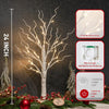 Set of 4- White Christmas Tree with Lights 2FT Tabletop Birch Tree with 24 Warm White LEDs Battery Operated Light up Twig Tree for Home Party Wedding Easter Christmas Decoration