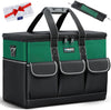 Tool Bag, 19-inch Wide Mouth Tool Organisers, 600 Denier with 6 Interior 8 Exterior Pockets Large Tool Bag for Home DIY & Equipment Storage, Green and Black (19 inch)