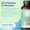 Multivitamins & Minerals - 180 Vegan Multivitamin Tablets for Men and Women - 26 Essential Active Vitamins & Minerals with Vitamin D, B12, VIT C, Magnesium and Zinc - Made in The UK -