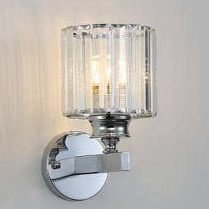 Modern Crystal Wall Light Sconce, E27 Silver Crystal Wall Lamp, Wall Lighting Fixtures for Bedside Bedroom Living Room Corridor Dining Room Hallway (Silver Round)