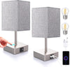 Bedside Lamps Set of 2, 3 Way Dimmable Table Lamp with USB A+C Charging Ports, Touch Lamps for Bedroom, Living Room, Grey (LED Bulbs Included)