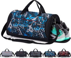 Sports Gym Bag with Shoes Compartment and Wet Pocket, Travel Duffle Bag for Men and Women