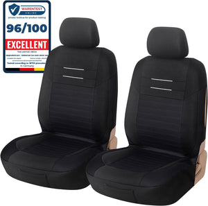 Black Car Seat Covers Front Pair | Universal Cover Set for Driver and Passenger Seats + Headrest | Interior Accessories for Women and Men