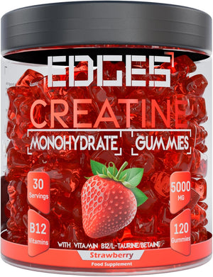 Creatine Gummies 5000mg 120 Gummies for Men & Women - Creatine Monohydrate Gummies - Strawberry Flavoured Creatine - Pre Workout Gym Supplement - with B12 Vitamins, L-Taurine & Betaine