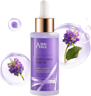 ANAiRUi Bakuchiol Serum 50ml, Retinol Alternative Face Serum for Face and Neck, Hydrating, Smoothing, Anti Aging, with Hyaluronic Acid & Peptide