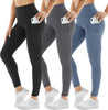 3 Pack Leggings for Women with Pockets High Waist Gym Leggings Black Tummy Control Stretchy Yoga Pants Trousers Workout Sports Fitness Running