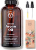 Organic Argan Oil 50ml - 100% Pure, Natural and Cold Pressed - for Hair, Face, Body, Beard, Nails - Vegan and Cruelty Free - Glass Bottle + Pipette + Pump