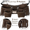 BOLTWORK Leather Tool Pouch Nail Pouch PRO Heavy Bag Organizer Hands Tools with Adjustable Waist Nylon Belt Metal Buckle to fit Small to XXL Waist Size, 1% of Sale Value Will be Donated to Hospital