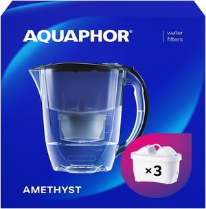 Water Filter Jug Amethyst with 3 X MAXFOR+ 200L Cartridge - Capacity 2.8L - Black