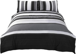 Rapport Striped Grey 2 pcs, Single Quilt Duvet Cover & Pillowcase Bed Set Adults Teenagers, Polyester-Cotton,