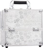 Makeup Case Vanity Box 4 Trays Beauty Organiser Case Cosmetic Storage Box with Locks, Silver Rose