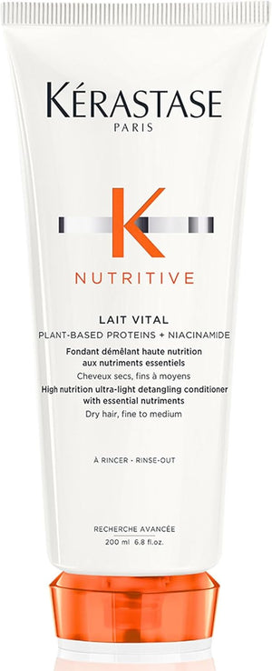 Kérastase Nutritive, High Nutrition Ultra-Light Conditioner for Fine to Medium Dry Hair with Niacinamide, Lait Vital, 200 ml