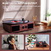 Vinyl Record Player, Belt-Driven 3-Speed Turntable, Bluetooth Speaker with Input & Output Function, Supports AUX-in, RCA Output, Headphone Jack