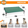 Pet Products Elevated Outdoor Dog Cot Bed, Raised Cooling Bed with Washable Breathable Mesh for Medium Dogs, Portable Raised Platform Pet Bed, Heavy Duty Metal Frame Hammock Bed, Medium, Green