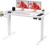 QS+110 * 60 Electric Standing Desk ONE PIECE Height Adjustable Standing Desk With Memory Smart Panel Sit Stand Desk Adjustable Desk Stand Up Desk for Home Office(White Frame+ White Desktop)