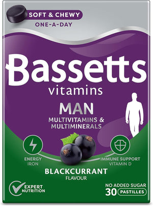 Man Multivitamins & Multiminerals Blackcurrant Flavour 30 Gummy Pastilles