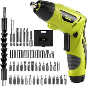 Electric Cordless Screwdriver, Drill Driver Set, USB 3.6V 6N·m Max Torque with 1300 mAh Battery & 45 Piece Screwdriver and Wood Bit Assortment