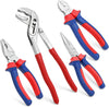 4-Piece Pliers Set, 245mm Water Pump Plier, 160mm Long Nose Plier, 160mm Combination Plier, 160mm Side Cutter, Bi-Material Soft Handle, for DIY Household Repair