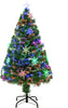 4FT Green Fibre Optic Artificial Christmas Tree Xmas Colourful LED Scattered Tree with Snowflakes Ornaments Fireproofing