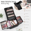 Vanity Case Large Makeup Bag Organiser Travel Train Case Luggage Make Up Beauty Box with Shoulder Strap, Black & Gold