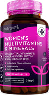 Women's Multivitamins and Minerals - 24 Essential Active Vitamins and Minerals with Added Hyaluronic Acid - 180 Vegan Tablets - No Synthetic Fillers or Binders - Made in The UK by