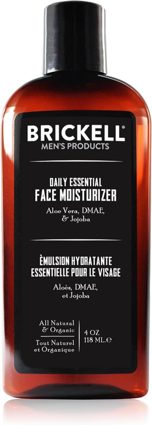 Brickell Men's Daily Essential Face Moisturizer for Men, Natural and Organic Fast-Absorbing Face Lotion with Hyaluronic Acid, Green Tea, and Jojoba, 118 mL, Scented