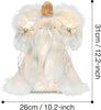 Lighted Christmas Angel Tree Topper with Timer 30cm White Angel Treetop Figurine for Christmas Tree Decoration