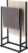 Black Towel Stand Free Standing Metal Towel Racks Freestanding 2 Tier Towel Rails Black Bath Towel Holder for Towel Washcloths Bathroom Accessories Storage 74x21x41CM