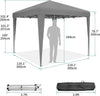3x3Meter Instant Heavy Duty Pop Up Gazebo, Folding Garden Camping Party Tent Canopy Marquee with Roller Bag, Stakes and Ropes for Patio Markets Beach (Grey)