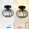 Modern Crystal Ceiling Light Fixture- Industrial 2 Pack Mini Semi Flush Mount Ceiling Lighting LED Crystal Chandeliers Fitting for Kitchen Hallway Dining Rooms Living Room - Black