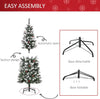 5FT Artificial Christmas Tree Xmas Pencil Tree with Red Berries and Pinecones Holiday Home Indoor Decoration with Foldable Feet, Green