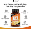 Vitamin B12 High Strength Tablets - 1000mcg Vegan B12 Vitamin Methylcobalamin Supplement – Contributes to The Reduction of Tiredness and Fatigue & Immune Energy Support Made in the UK (4 Month Supply)